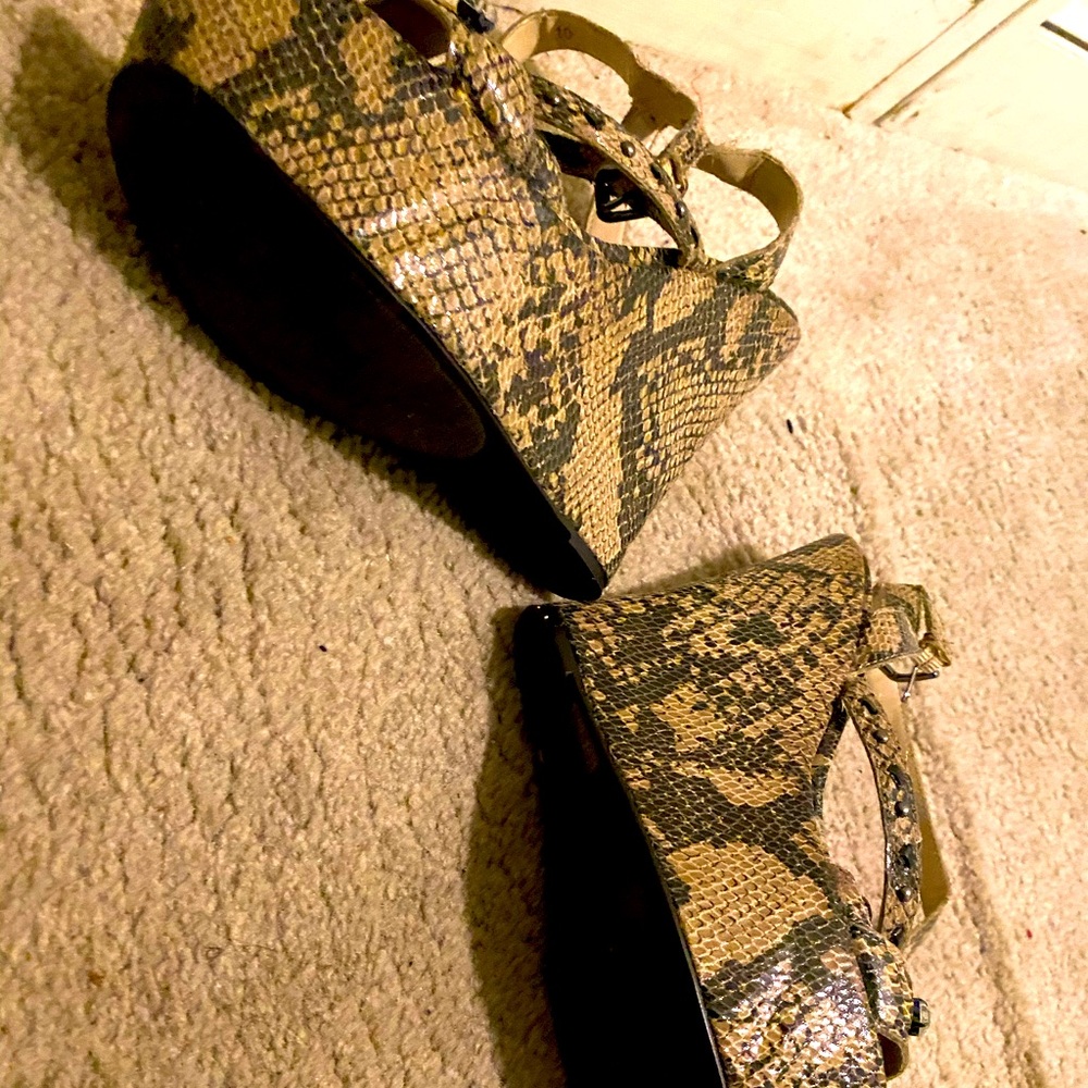 Snake skin print wedge heels
